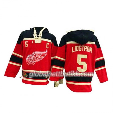 Detroit Red Wings Nicklas Lidstrom 5 Rød Sawyer Hooded Sweatshirt - Herre